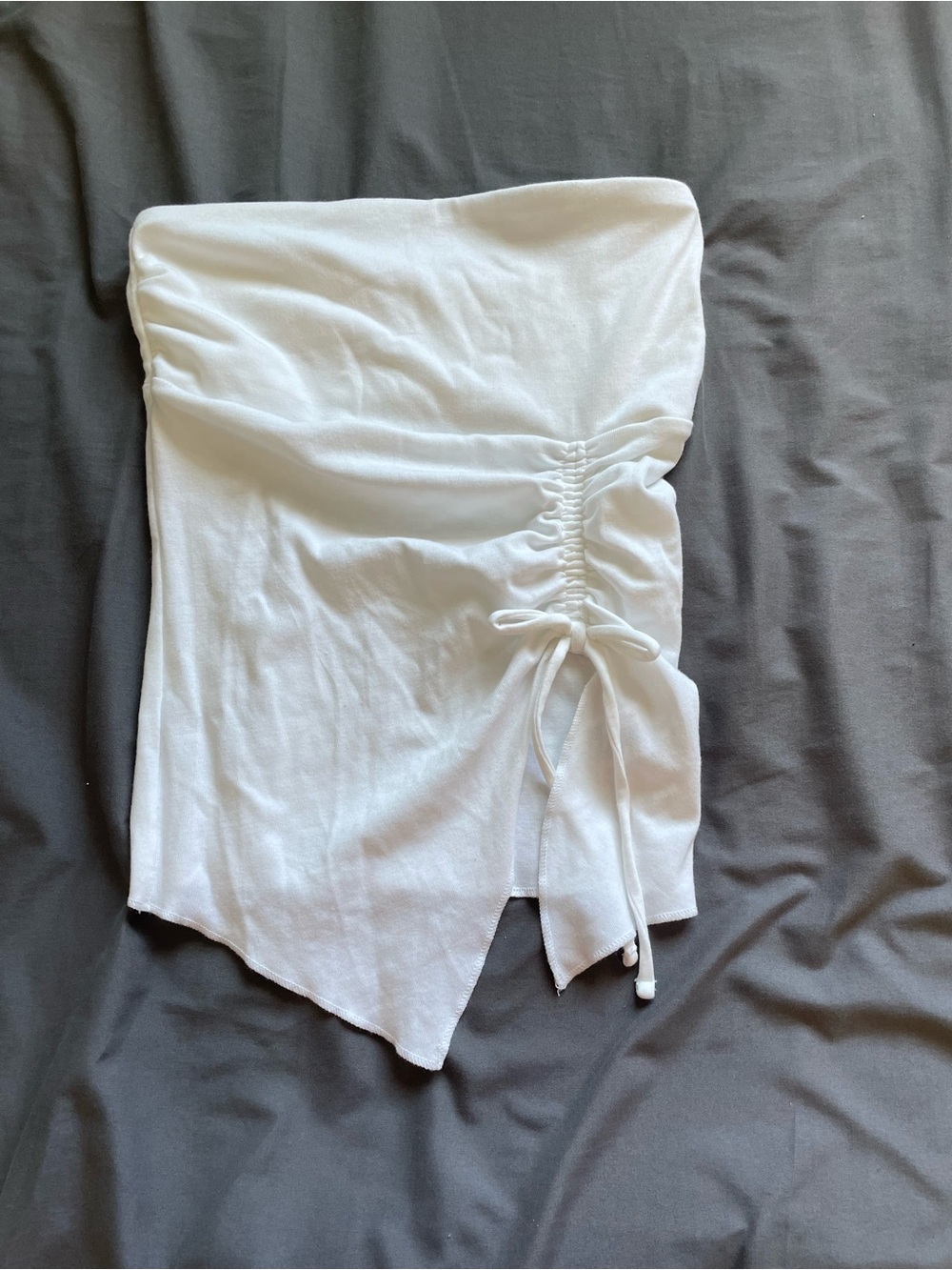 wild fable White Ruched Side-Tie Asymmetrical Tube Top